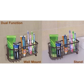 Simple Houseware 6 Slots Toothbrush Holder Adhesive Wall Organizer, Bronze