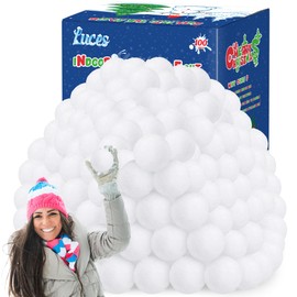 Luces 100 PCS Fake Snow Balls, Plush Indoor Snow Ball Fight Set, Soft Winter Game Balls for Outdoor Indoor, Christmas Tree Decorations DIY Accessories Parent-Child Interaction