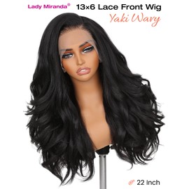 Lady Miranda Yaki Curly Layered 13 * 6 Lace Front Wig 22 Inch Synthetic Glueless Wigs For Black Women
