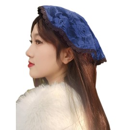 Capilla Cap Velo Encaje Headcover para Mujer Iglesia Mantilla Velo S100, marino, Talla única