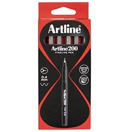 Artline 200 Writing Pen - 0.4 mm Tip, Dark Red