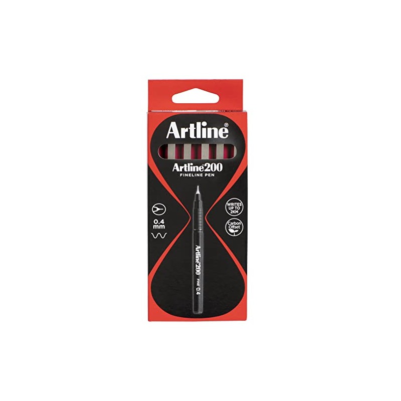 Artline 200 Writing Pen - 0.4 mm Tip, Dark Red