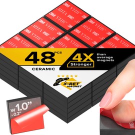 X-bet MAGNET Strong Magnets with Adhesive Backing - Square Heavy Duty Sticky Magnets for Crafts, Refrigerator, 1 inch 48pcs