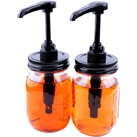 Mason Jar Syrup & Sauce Dispenser Pump Lids for Regular Mouth (2 Pack), Airtight & Leak-Proof Kitchen Food Grade Coffee Syrup Dispenser Pump (Jar Not Included)