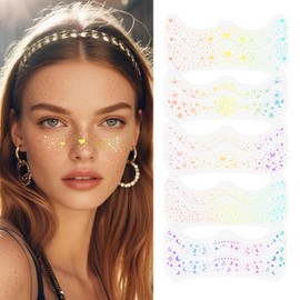 YGQQOY Holographic Glitter Freckles, Glitter Freckles Face Tattoo,Sparkle Makeup Patches,Face Glitter for Hallowmas Christmas,10pcs