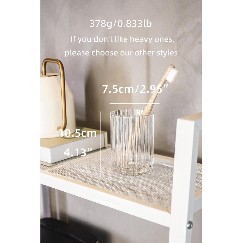 2 piece Simple Transparent Vertical-Striped Bathroom Glass Toothbrush Cup and