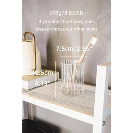 2 piece Simple Transparent Vertical-Striped Bathroom Glass Toothbrush Cup and Holder Set