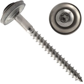 OPIOL QUALITY® Torx Spengler Screws 4.5 x 120 mm with U-Washer 15 mm Made of A2 V2A Stainless Steel (50 Pieces) Similar to DIN 7995 TX Sealing Washer Wood Screws Corrugated Plate Screws