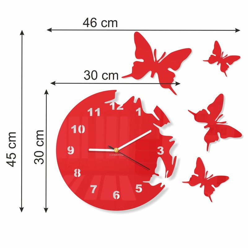 Round and modern butterfly wall clock with no tick sound