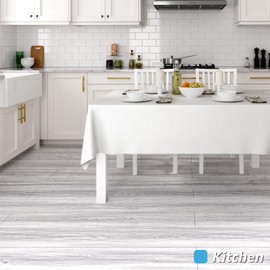 Art3d 15 Sq.ft Peel and Stick Floor Tiles, 10Pcs Luxury Vinyl Plank Flooring Wood Look, Adhesive and Waterproof Tile Sticker for Bedroom, Living Room, Kitchen, Dust Grey