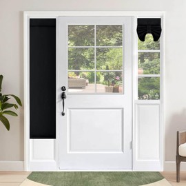 OutdoorLines Blackout Sidelight Curtains for Front Door, Privacy Thermal Insulated Tie up Side Door Narrow Window Treatments Panel, W12 x L68 inch, Black, 1 Panel