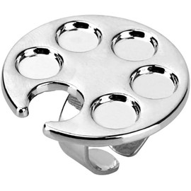 Silver Metal Mini Manicure Palette, Paint Palette Finger Rings, Wearable Metal Nail Art Polish Holder Palette Finger Ring, Gel Polish Mixing Tray Nail Art Tools Makeup Palettes