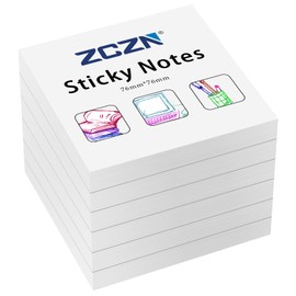 ZCZN Sticky Notes 76 x 76 mm, 6 Pads, 80 Sheets/Pad, White