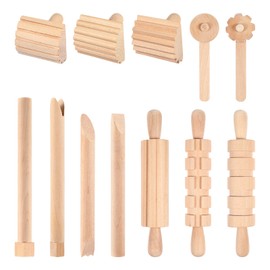 STOBOK Wooden Kneading Tool Dough Plasticine Tool Extruder Modelling Tool Dough Tool Rolling Pin Dough Toy for Children Gift Pack of 12