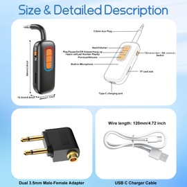 Bluetooth 5.4 Transmitter Receiver 2 in 1 Wireless Aux B-luetooth Adapter with 3.5mm Plug Compatible with Bluetooth Speaker,AirPods,Headphones,Earbuds for TV,Airplane,Car,Gym,Office