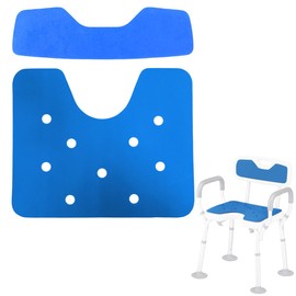 Shower Chair Seat Mat & Back Mat Sets Fit Cutout Seat - Bath Stool Non-Slip Cushion EVA Foam Pad with Adhesive for Handicap, Disabled, Elderly, Pregnant, 2 PCS