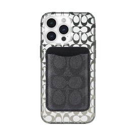 Coach Magnetic Phone Wallet / Card Holder - Compatible with MagSafe Phones and Cases - Signature Charcoal