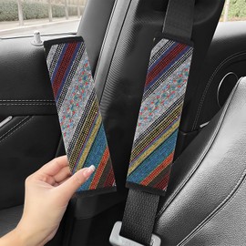 wuyaoyao 2PCS Car Seat Belt Cover Pad, Boho Seatbelt Covers for Cars, Comfortable Breathable Seatbelt Shoulder Strap Covers, Auto Seat Belt Protector Cushion for Kids & Adults (Colorful XO)
