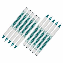 Fineliner Pens, GREEN, Ultra Fine Felt Point (0.3mm), Pack of 10, VAI-WOW Artist Fine Line Pens, Drawing Sketching Writing, iVAIDEX Black Ball Pen