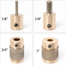 4-Pack Diamond Grinder Bits for Glass, 4 Sizes (1", 3/4", 1/4", 1/8") with 118 Split Point, Titanium Coated & Brass Core, Stained Glass Drilling Grinding Tools + 4 Allen Wrenches