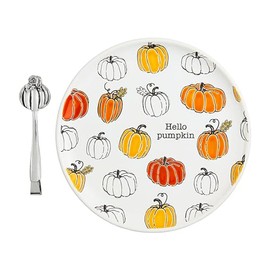 Mud Pie Pumpkin Resist Cookie Plates, 10 1/2" dia, ORANGE