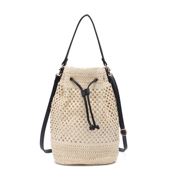 EVEOUT Straw Bucket Bag for Women Summer Woven Beach Bag