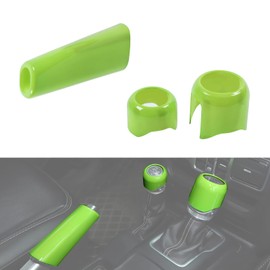 SQQP Handbrake Cover + Gear Shift Knob Cover + Drive Mode Shift Knob Cover Fit for 2018-2024 Jeep Wrangler JL JLU(Green)