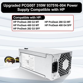 LXun Upgraded PCG007 937516-004 310W Power Supply Compatible with HP ProDesk 280 288 480 G3 MT, Compatible with HP 400G4 282G3 SFF 901772-004 DPS-310AB-1A PSU Power Supply
