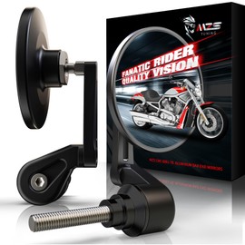 MZS Motorcycle Bar End Mirrors, 2015-2023 Aluminum Motorbike Handlebar Mirror Rear View Side Folding Round Convex Black Thread Compatible with Scout | Scout Bobber Sixty | Scout Sixty