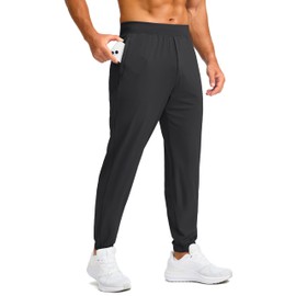 Soothfeel Men's Joggers with Zipper Pockets Golf Joggers Lightweight Sweatpants Athletic Workout Pants for Men Track 30" (Black, XS)