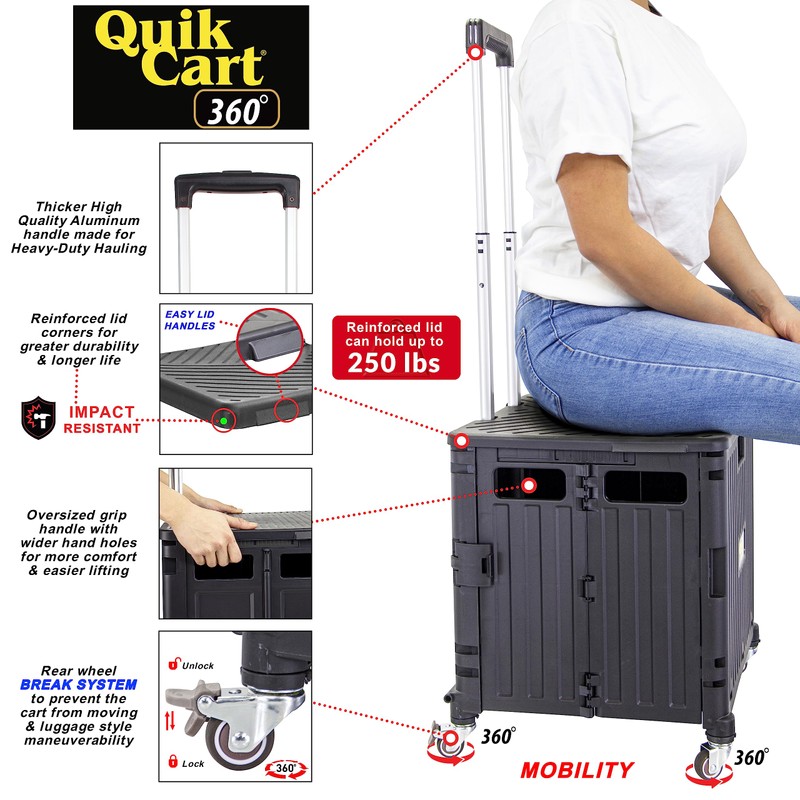 dbest products Quik Cart 360 Four Wheeled Rolling Crate Teacher
