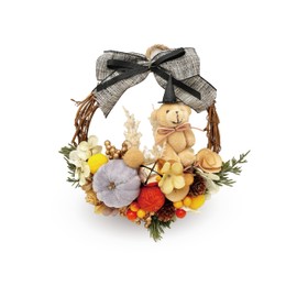 [2024 mamawreath] Flower Wreath Dog Mascot Flower Gift Present Dog Doll Gift Wreath Stylish Entryway Interior Celebration Birthday Present M Size: 9.4 inches (24 cm) x 2.8 inches (7 cm) (Thickness)