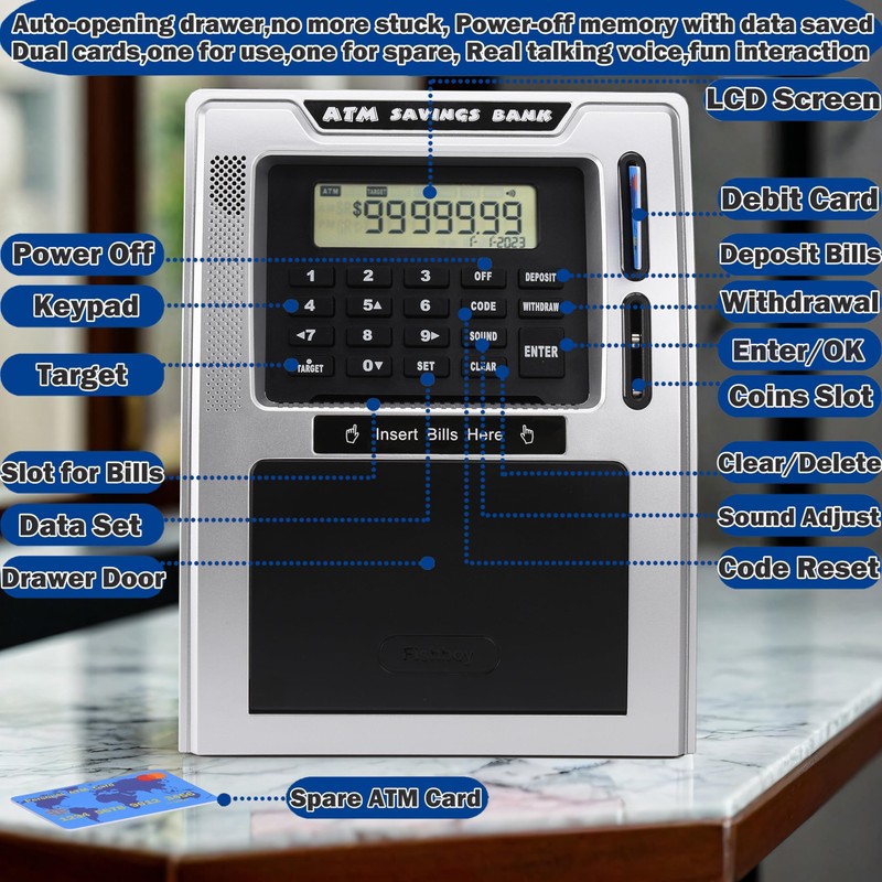 Fishboy Talking ATM Piggy Bank for Kids with Dual Debit