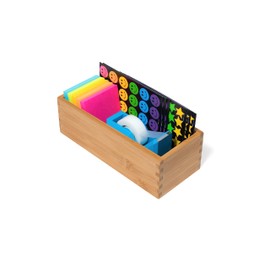 Lipper International Bamboo Utensil Holder Storage Box for Cooking Tools, Makeup, or Office Supplies, 4" x 9 1/4" x 3"