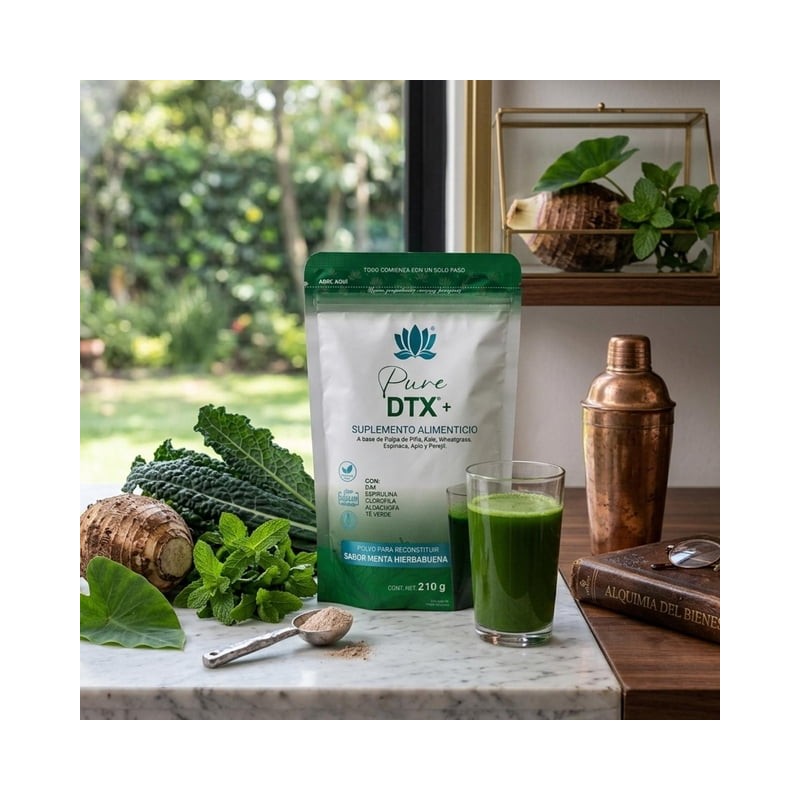 Clorofila en polvo Espirulina Menta Hierbabuena 210 g DTX Pure