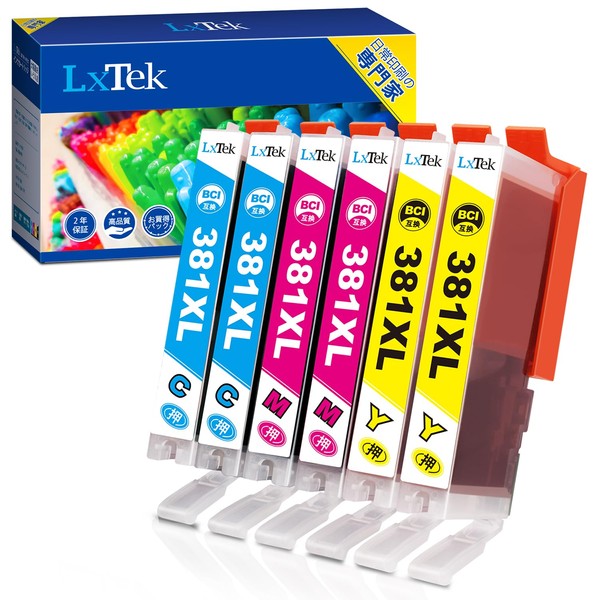LxTek BCI-381XL Compatible Ink Cartridges for Canon 381 (Cyan, Magenta,