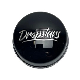 DropStars Gloss Black/Silver Logo Snap In Wheel Center Cap C-807-2 C-807-1