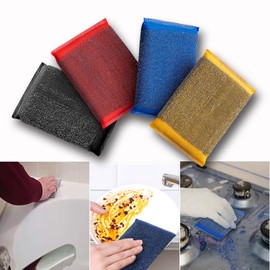 Stainless Steel Sponge Sponge Kitchen Sponge Scourer Stainless Steel Antibacterial Hybrid Net 4pcs Random Color