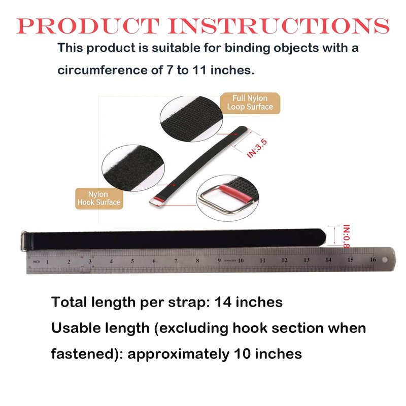 MKHTOQE 6PCS 14 Inch Reusable Leather Look Hook and Loop