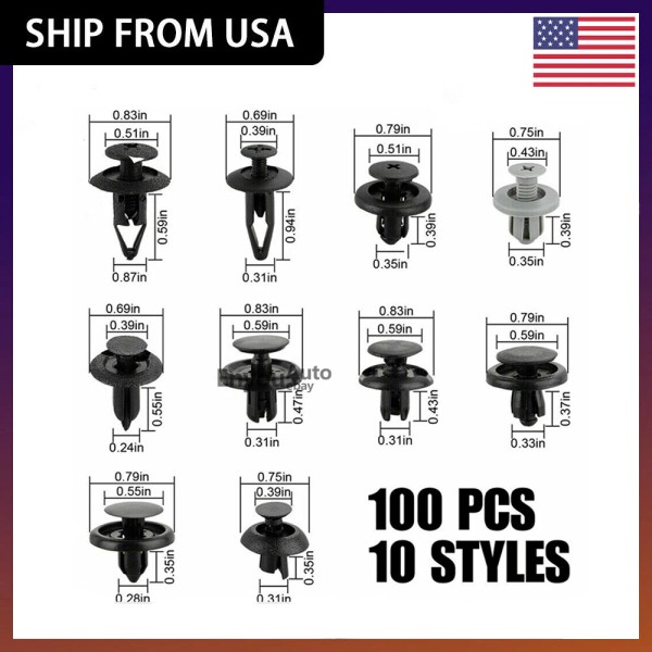Unbranded 100Pcs Bumper Clips Retainer Auto Car Rivets Fastener Fender