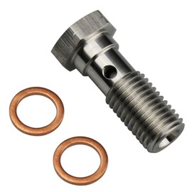 KRD PERFORMANCE Universal Stainless Steel M12x1.25 Metric Thread Turbo Brake Line Banjo Bolt with M12 Copper Washers, Single Banjo Bolt 31mm Length