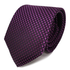 TigerTie Designer Silk Tie in Polka Dots - Tie Width 8 cm, Purple Purple Black