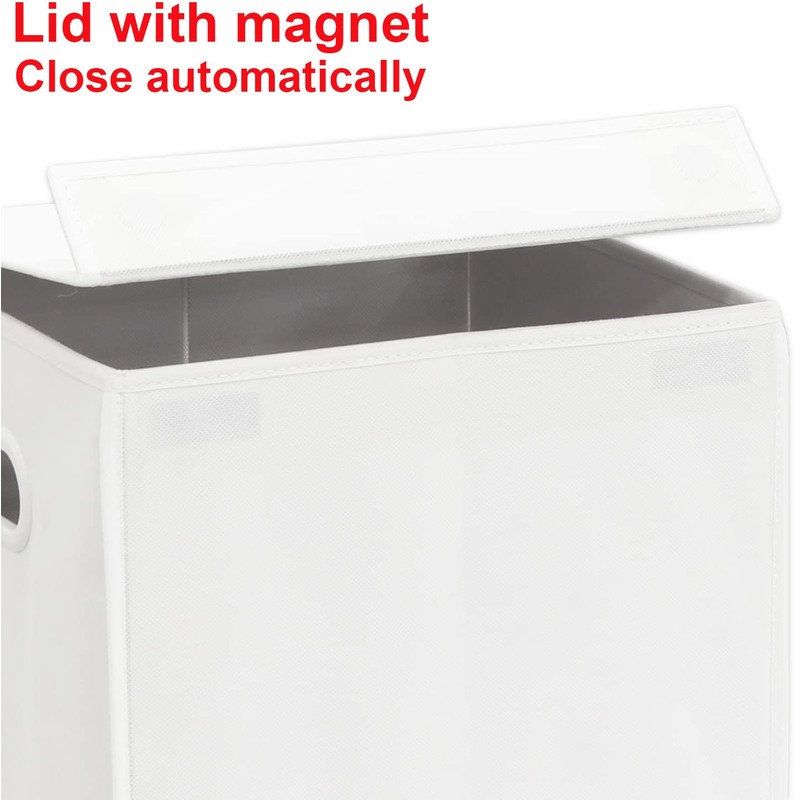 Simple Houseware Foldable Laundry Hamper Basket with Lid, White