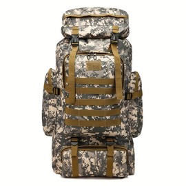 Prepper Bags,80L Big Forest Bugout Bags,600D Oxford Cloth Material Go Bag,Springtok Waterproof Breathable Travel Backpacks,Spend Night Biggie Carrybag,Sturdy Rugged Camo Backpack for Men Hiking Camping Hunting Fishing,Summer Durable Carrier Knapsack:_grey