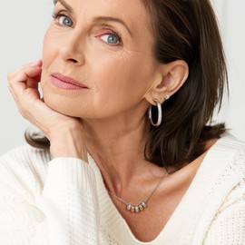 VEEDOFA 50th Birthday Gifts for Women, 925 Sterling Silver Chain Necklace with 5 Rings for 5 decades, Thoughtful Birthday Presents for Mum Daughter Sister Grandma Friend, Jewellery for Women