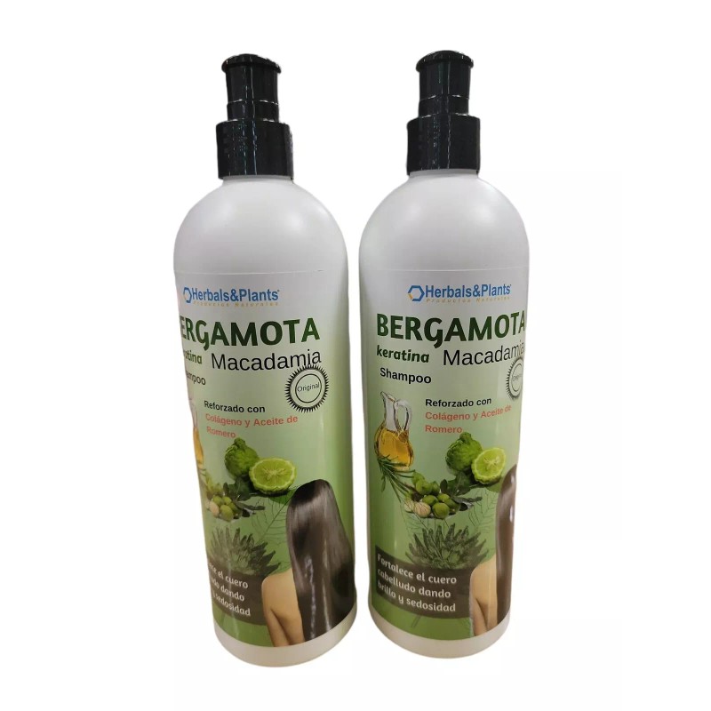 Macadamia 2 Shampoo Bergamota Macadamia Reforzado Colageno Aceite Romero Hecho