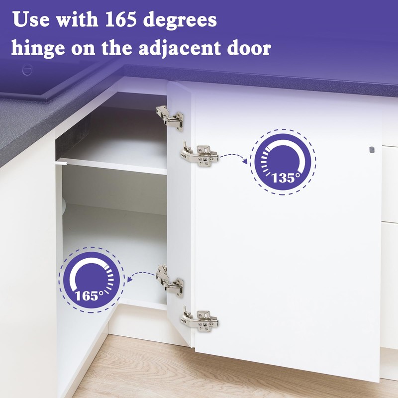 2 Pack 135 Degree Corner Hinges,Kitchen Cabinet Corner Door Hinges