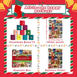 Lihome Advent Calendar Puzzle for Adult 2024, 24 Box Christmas Countdown Calendar Jigsaw Puzzle 1008 Pieces, Family Game In Christmas (Christmas01)