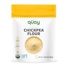 Quay Naturals Organic Chickpea Flour, Garbanzo Bean Flour, 1.5 lb, Non-GMO, Gluten-Free, Vegan. Ideal for Baking, Frying, Flatbreads & Grain-Free Cooking.