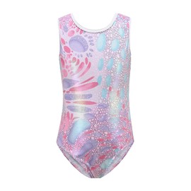 Girls Gymnastics Leotards Colorful Bubble Metallic Gymnastics Outfits Sleeveless Athletic Ballet Dance Bodysuit Size 10
